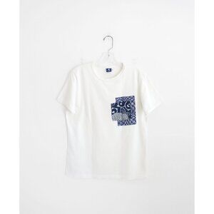 Kiriko Made Portland White Indigo Blue Patch Pocket Short Sleeve Tee Shirt sz M